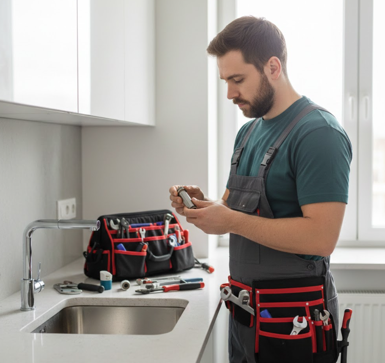 Professional plumber servicing home in Columbus GA